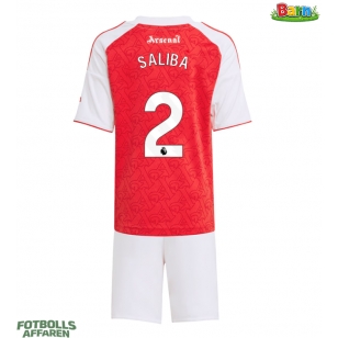 Arsenal William Saliba #2 Hemmaställ Barn 2025-26 Kortärmad (+ Korta byxor)